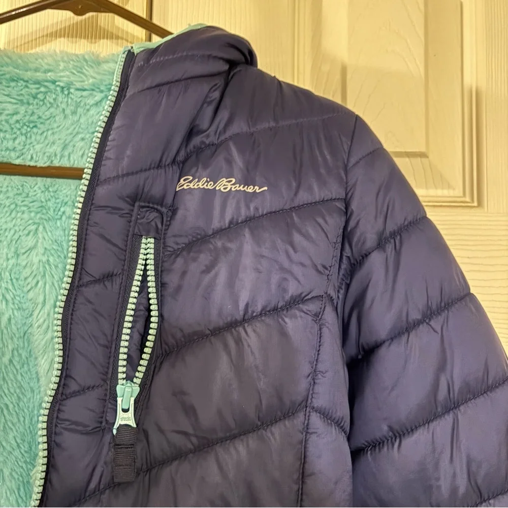 Eddie Bauer Kids reversible Puffer Jacket in Navy and Aqua